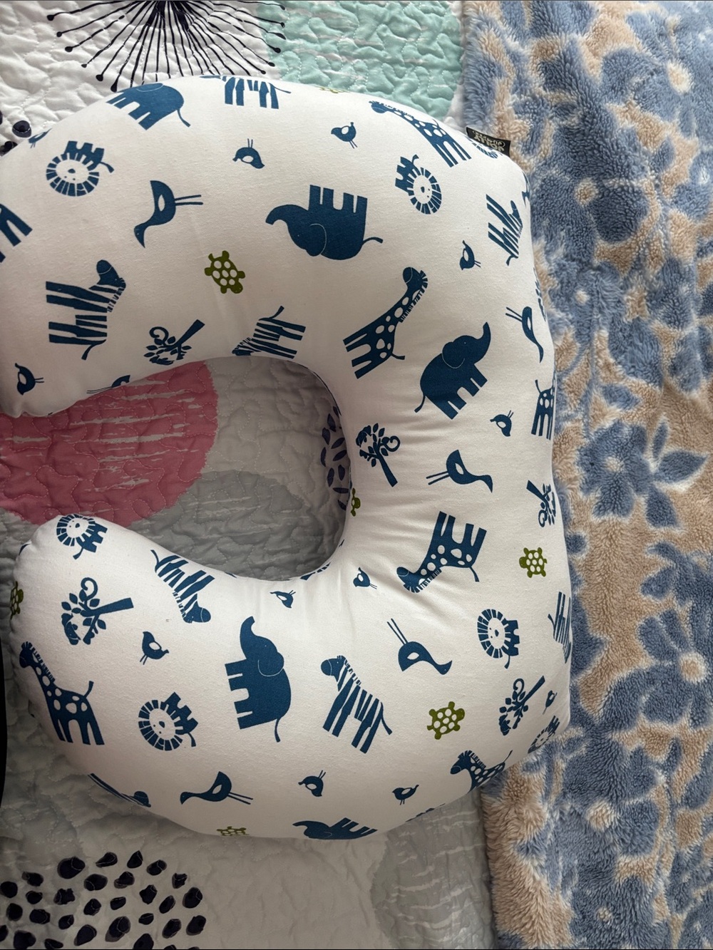 Blue Animal-Print Support Pillow for Kids - Unbranded